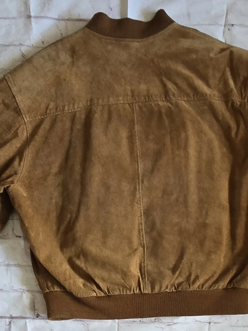 David Taylor Suede Bomber Jacket in Warm Cognac - Picture 2 of 7